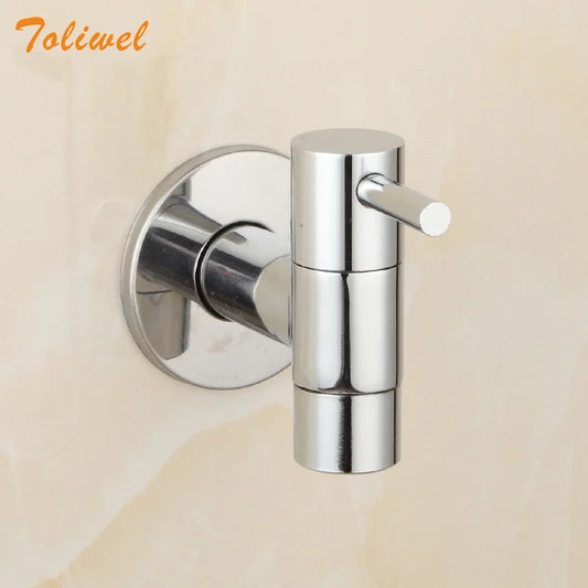 Brass Chrome Bathroom Faucet Kitchen Wall Mount Sink Basin Faucets Cold Water Tap Spigot Bibcocks